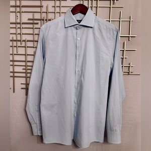 Hugo Boss BOSS Sharp Fit Dress Shirt Mens 16 34/35 Light Blue Button Up Cotton